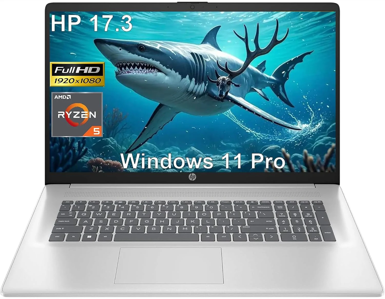 HP 17.3" FHD Laptop with Office 365 for The Web, AMD Ryzen 5 7520U (up to 4.3 GHz), 8GB RAM, 1TB SSD, Wi‑Fi 6, Bluetooth 5.3, HDMI, Type‑C, Windows 11 Pro