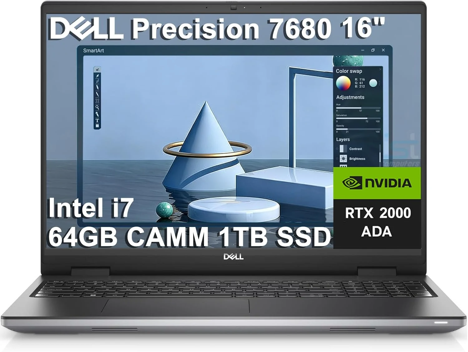 Dell Precision 7000 7680 Mobile Workstation Laptop (NVIDIA RTX 2000 Ada 8GB, 16" FHD+, Intel Core i7-13850HX, 64GB LPCAMM2, 1TB SSD)