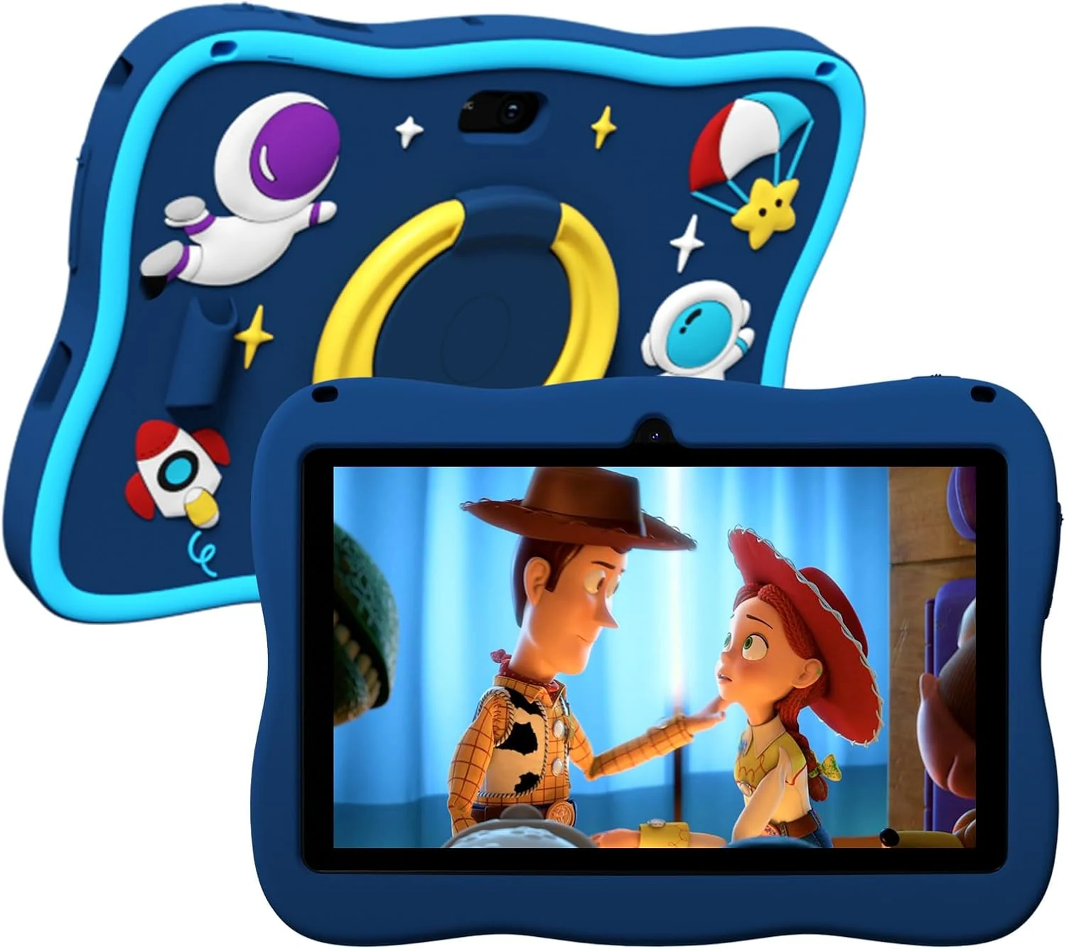 PRITOM 7 inch Kids Tablet, Toddler Tablet with Astronaut-Pattern Case, 32GB ROM, WiFi, Bluetooth, Dual Cameras, Educationl, Games, Parental Control, Kids Software Pre-Installed (Blue)