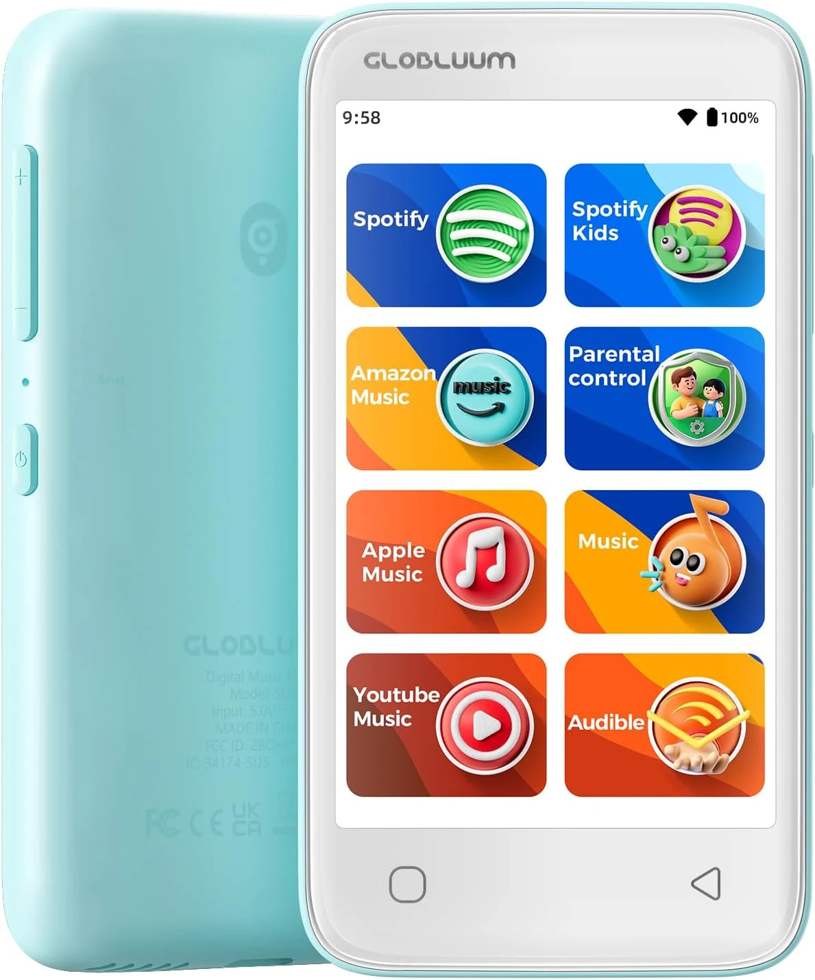 MP3 Player for Kids, Parental Controls,16GB, Supports Spotify and Audible, Bluetooth and WiFi (Mint Green)