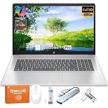 HP 2026 17.3 Inch Laptop, AMD Ryzen 5 7430U, 20GB RAM, 512GB SSD