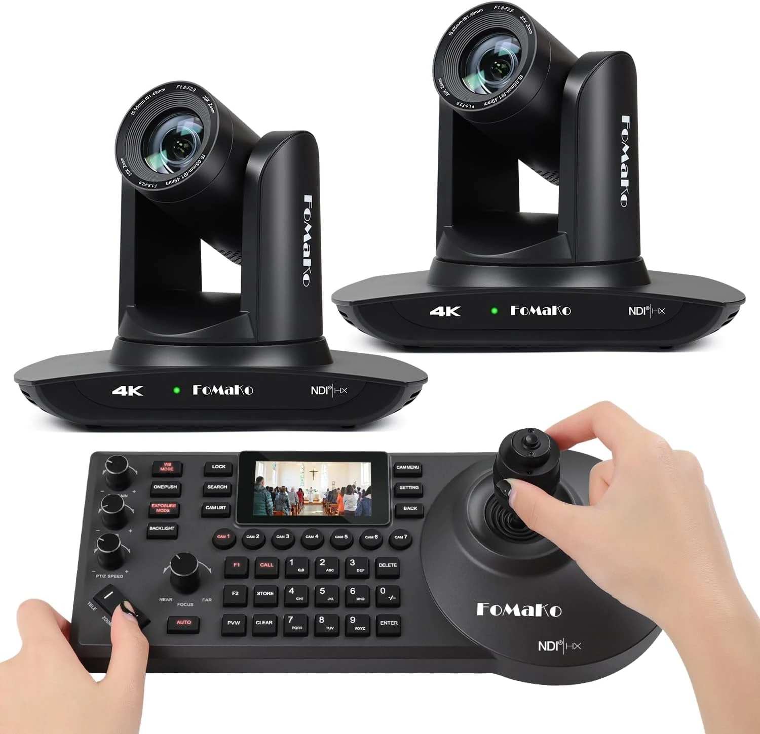 FoMaKo 4K 20X PTZ Camera HDMI with NDI and AI Auto-Tracking PTZ Camera
