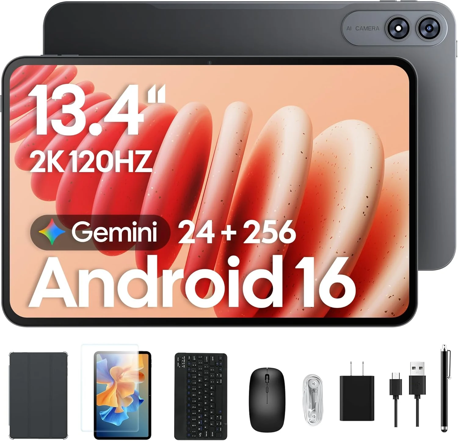2026 Upgraded 13.4 inch Android 16 Tablet with Keyboard Bundle