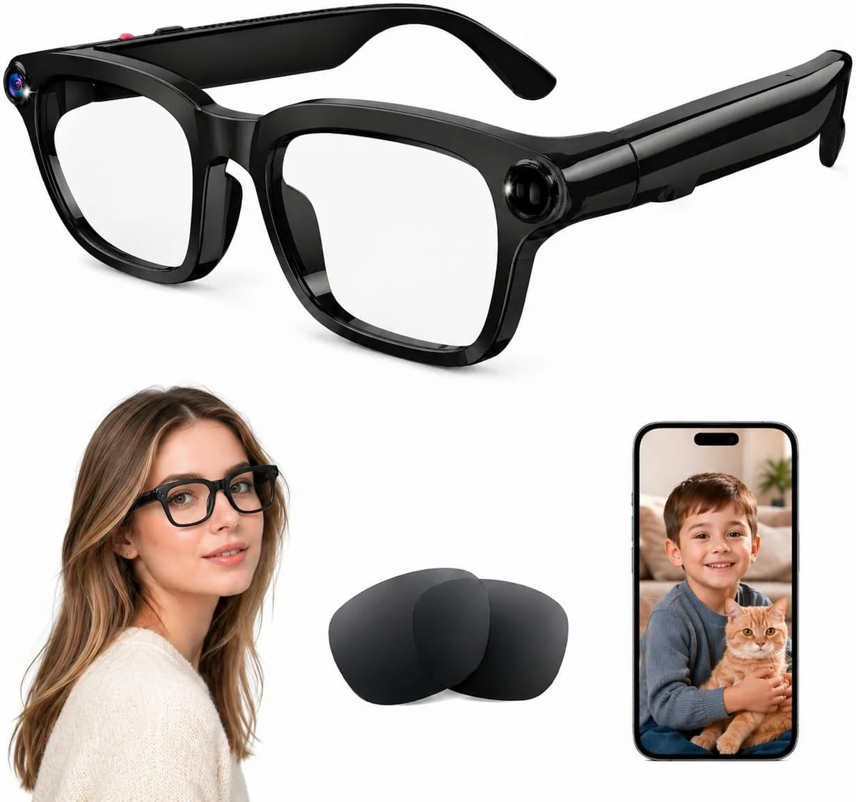 Plunthorn AI Smart Glasses with 8MP Camera, 4K Video, Real-Time Translation