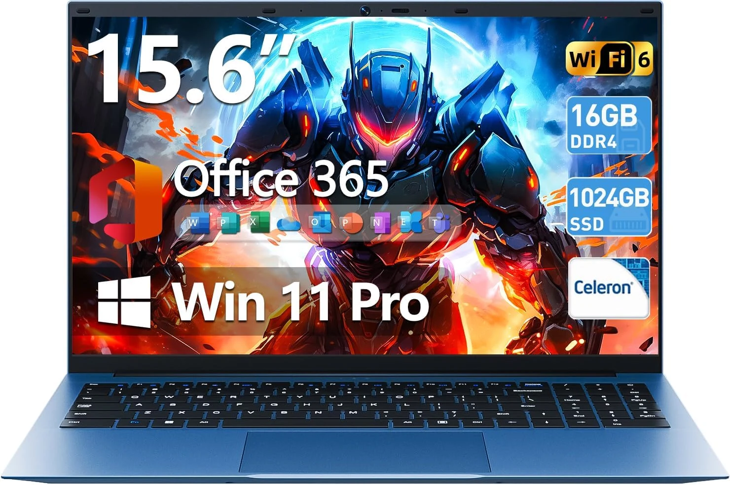 15.6 Inch Laptop Computer with Windows 11 Pro Laptops, 16GB RAM 1024GB SSD, Office 365, WiFi 6, Bluetooth 5.2