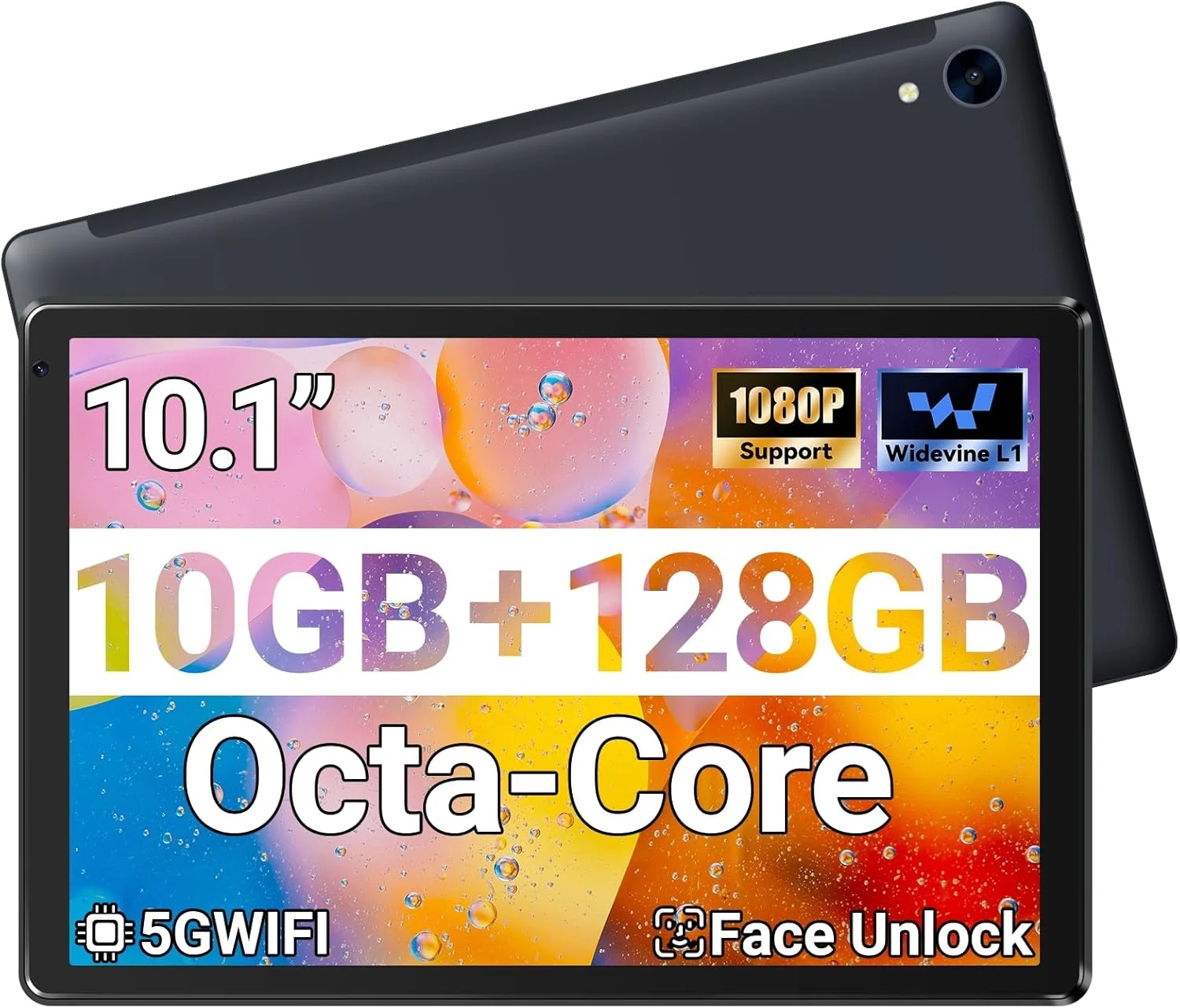 MUISOO Tablet 10.1" Android Tablet (Octa-Core, 10GB RAM, 128GB, Widevine L1)
