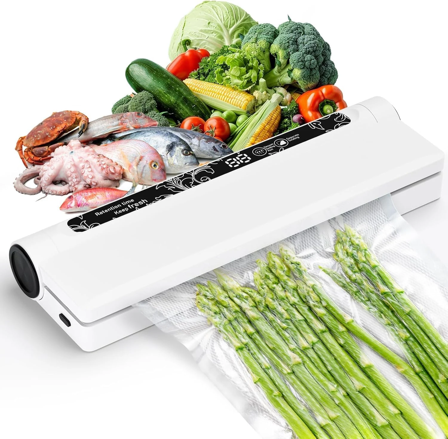 Ke Moxiey Vacuum Sealer Machine for Food, Compact Vacuum Sealer for Food, Digital Timer, Moist/Dry, with 20 Vacuum Bags