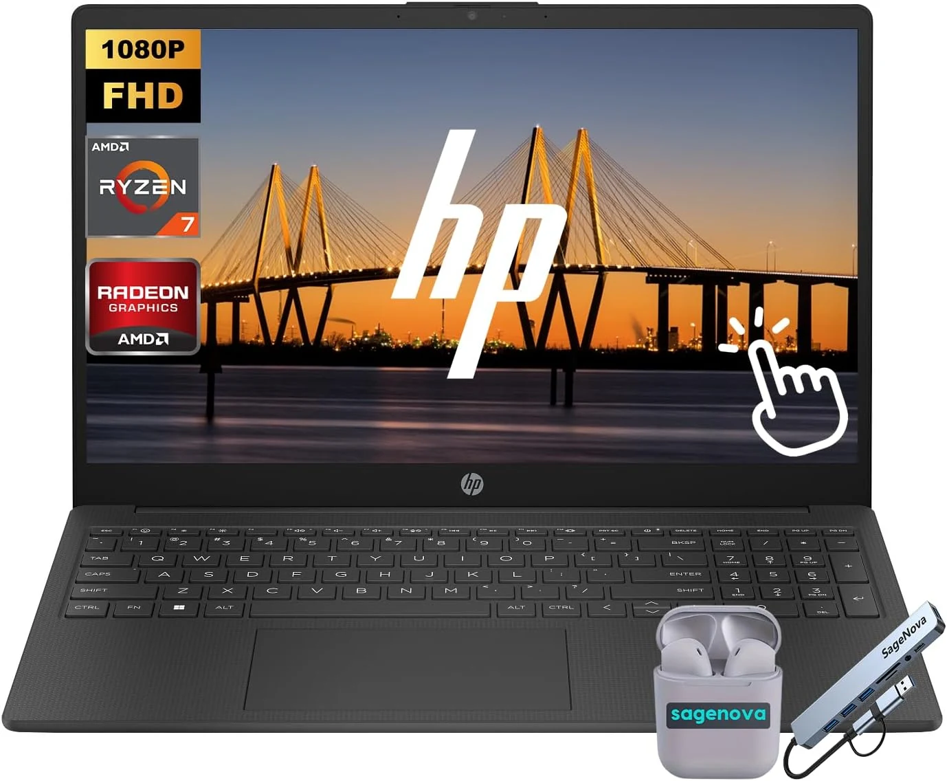 HP Business Laptop, 15.6" FHD Touchscreen Laptop Computer (Ryzen 7 5825U, 16GB RAM, 1TB SSD)