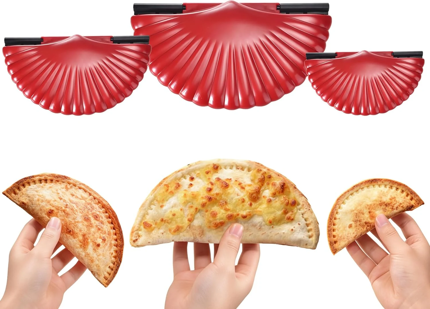 Tortilla Sealer + Crimper Press Bundle - Quesadilla Maker for Large 10", Medium 8" & Small 6" Flour Tortillas