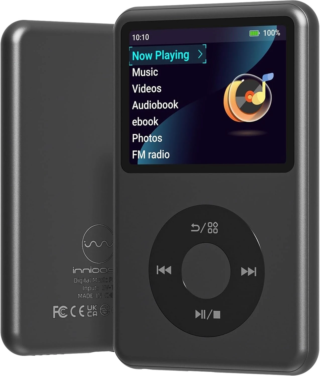 innioasis MP3 Player with Bluetooth 128GB Portable Music Digital Players Supports Playlist Audiobook Video