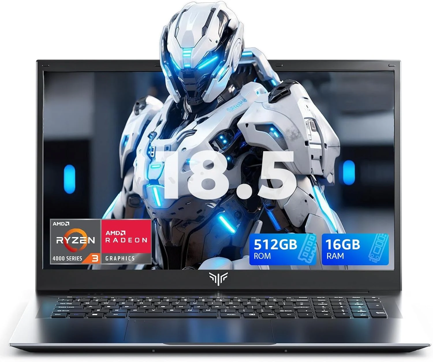 MALLRACE Laptop with 18.5-inch display, Ryzen 4300U, 16GB RAM, 512GB SSD, 8000 mAh battery