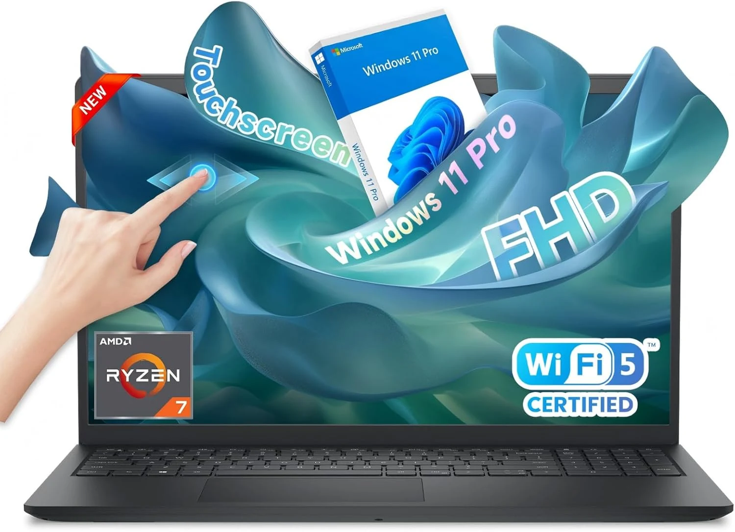 Dell Inspiron 15 Touchscreen Laptop, 15.6" FHD IPS Display, AMD Ryzen 7 7730U, 20GB RAM 1TB SSD, Wi-Fi 6, AMD Radeon Graphics, Windows 11 Pro, Copilot AI, Numeric Keypad, Business & Student Laptop