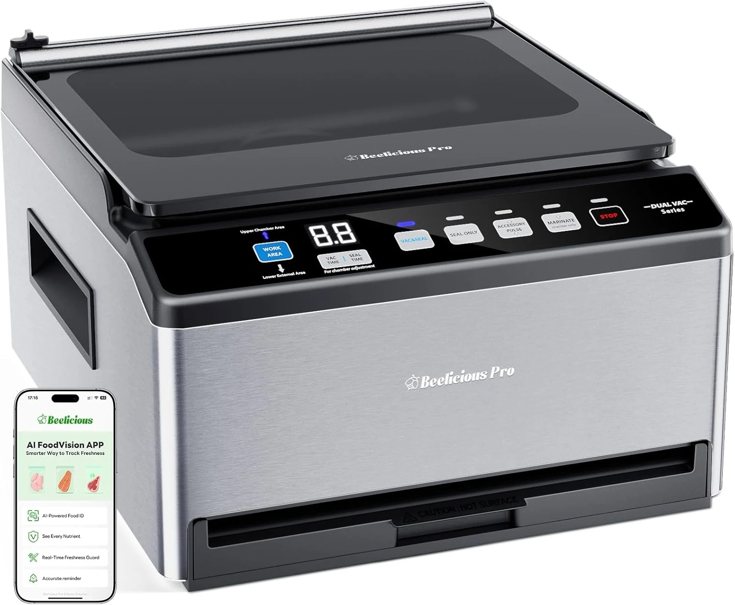 DualCore CVS101 Chamber Vacuum Sealer for Liquids & Sous Vide, 6L Dual Vacuum Zones & Extra-Wide Bag Clamp, 230W Dual-Core Dry Pump x4, Commercial-Grade Food Packaging Machine for Home Use