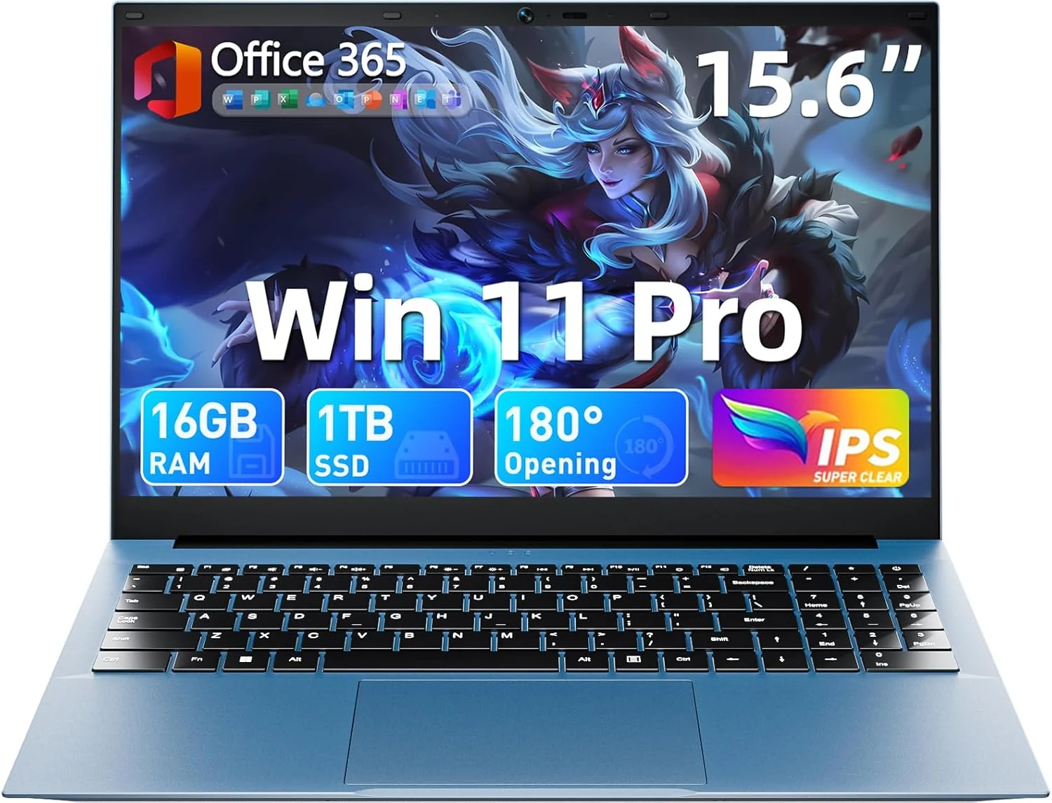 Laptop Win 11 Pro, 15.6 Inch Laptops Computer, 16GB RAM 1024GB SSD, Office 365, Celeron Processor, WiFi 6, BT5.2, 7000mAh Battery, Type-C, HDMI, Cooling Fan, 180° Viewing(Gray)