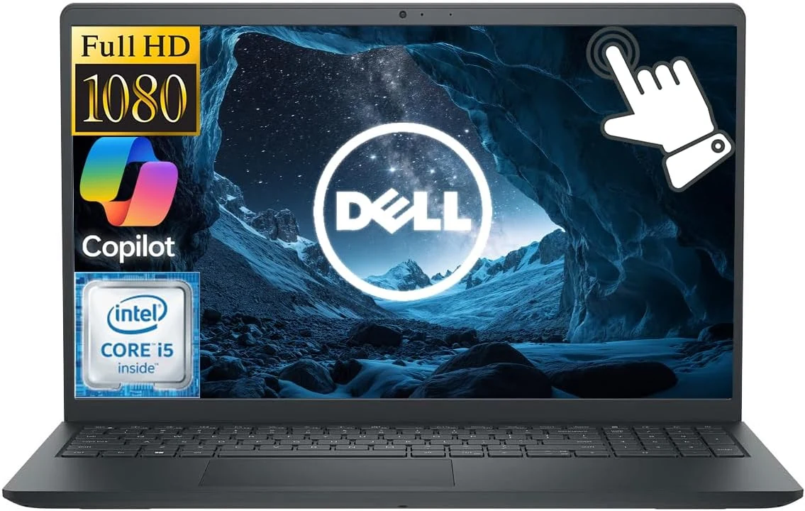 Dell Inspiron 15 Laptop, 15.6" FHD Touchscreen Laptop Computer, Intel Core i5 10-core Processor, 12GB RAM 512GB Storage (256GB SSD+256GB Docking Set), Windows 11 with AI Copilot, Numeric Keypad, Black