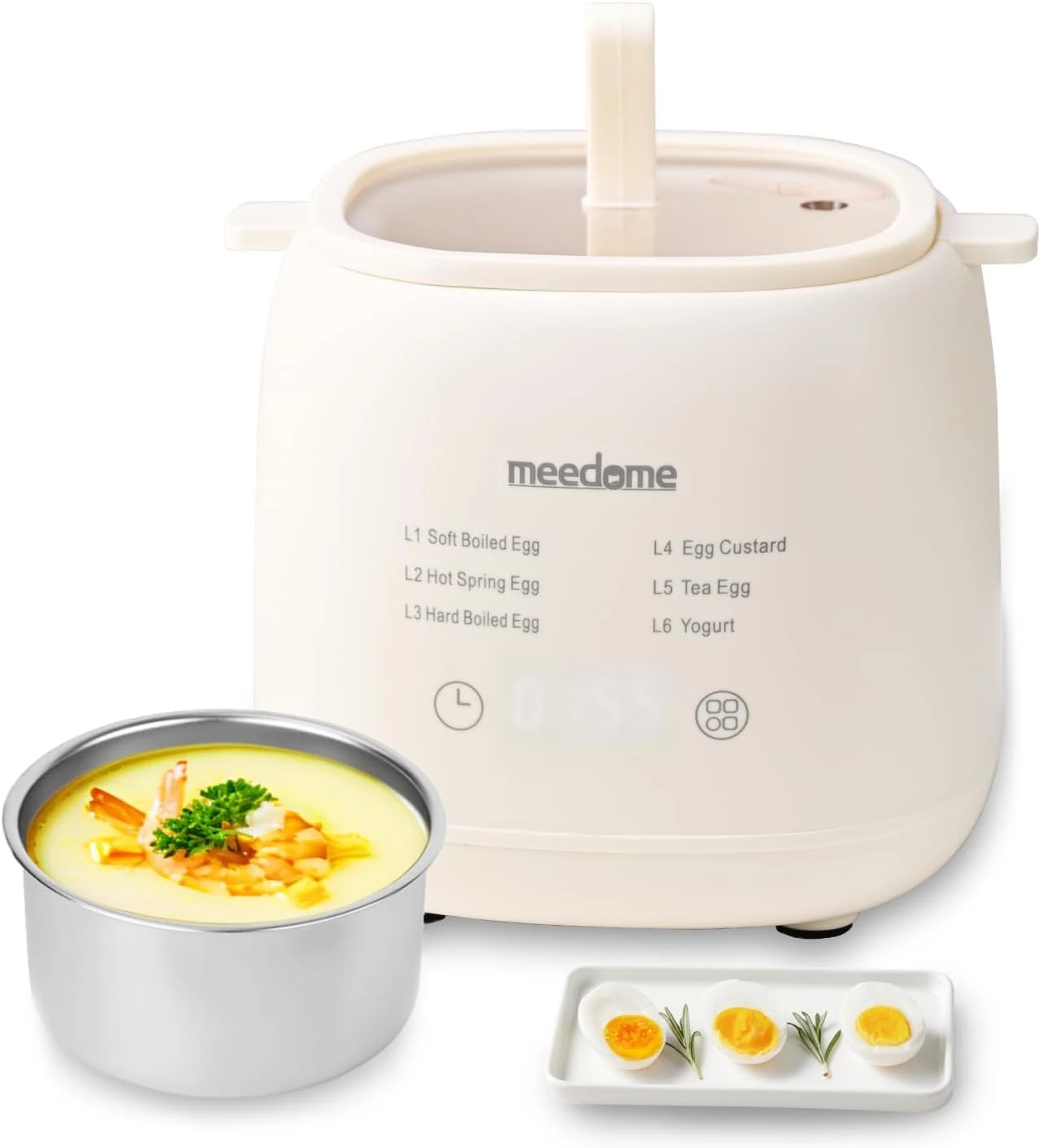 meedome Electric Egg Cooker 6-in-1 with Auto Shut Off, Egg Steamer (Soft/Hard Boiled, Onsen Tamago, Tea Eggs, Custard, Yogurt)