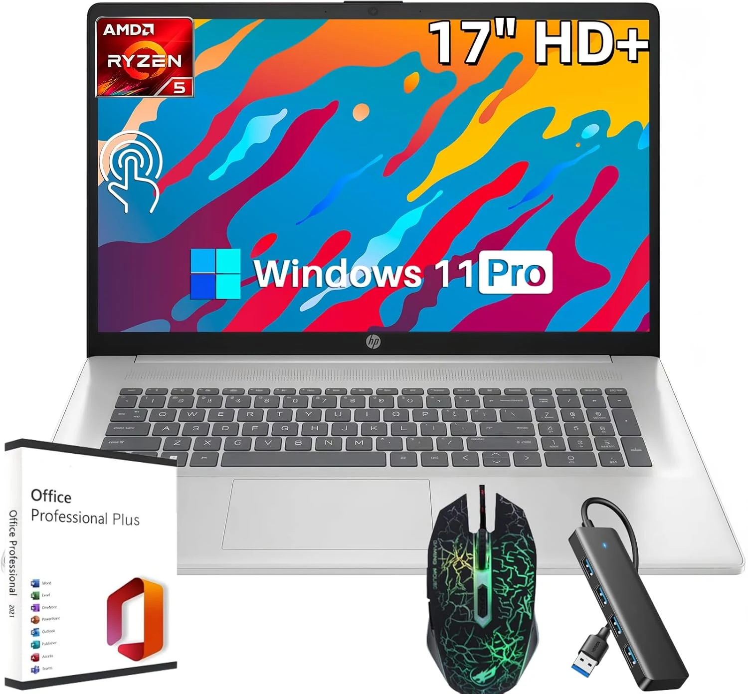 HP 17 Touchscreen Laptop, AMD Ryzen 5 7430U