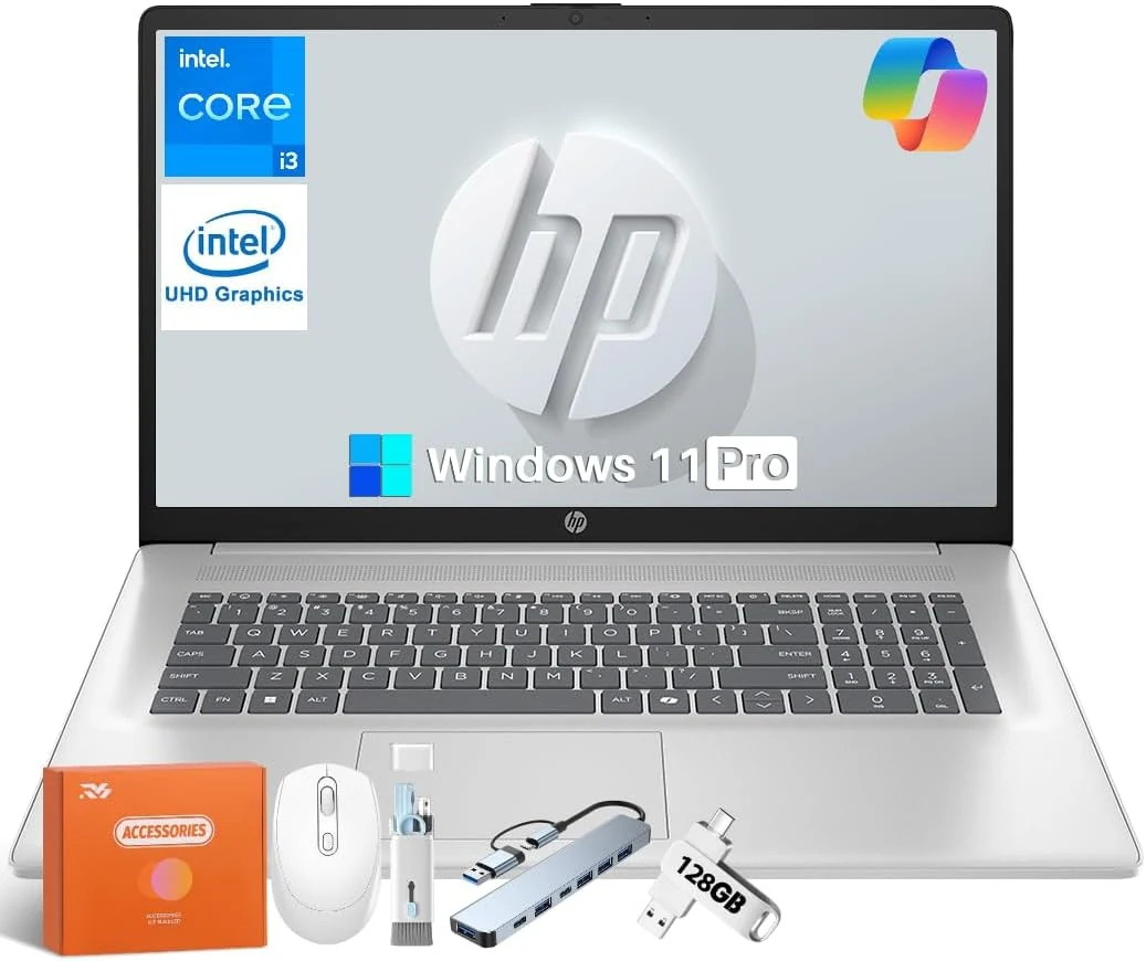 HP 2026 17.3" Laptop Compurter for Business & Student, Intel 8-Core Processor
