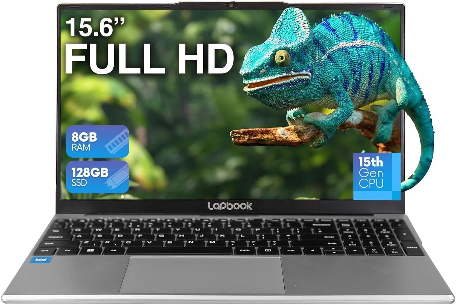 Lapbook 15.6" Full HD Windows 11 Laptop (2026) - Built in USA, 15th Gen CPU, 8GB RAM, Expandable M.2 Storage up to 2TB, WiFi 5, Privacy Webcam