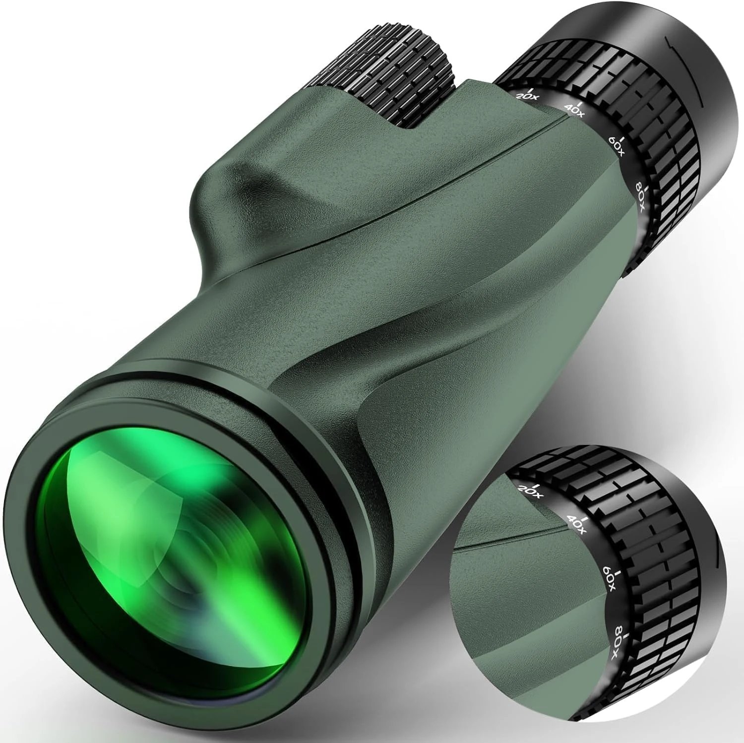 Monocular Telescope 80 x 100 High Powered Monoculars for Adults with Tripod, Smartphone Adapter, BAK4 Prism & FMC Lens (Green)