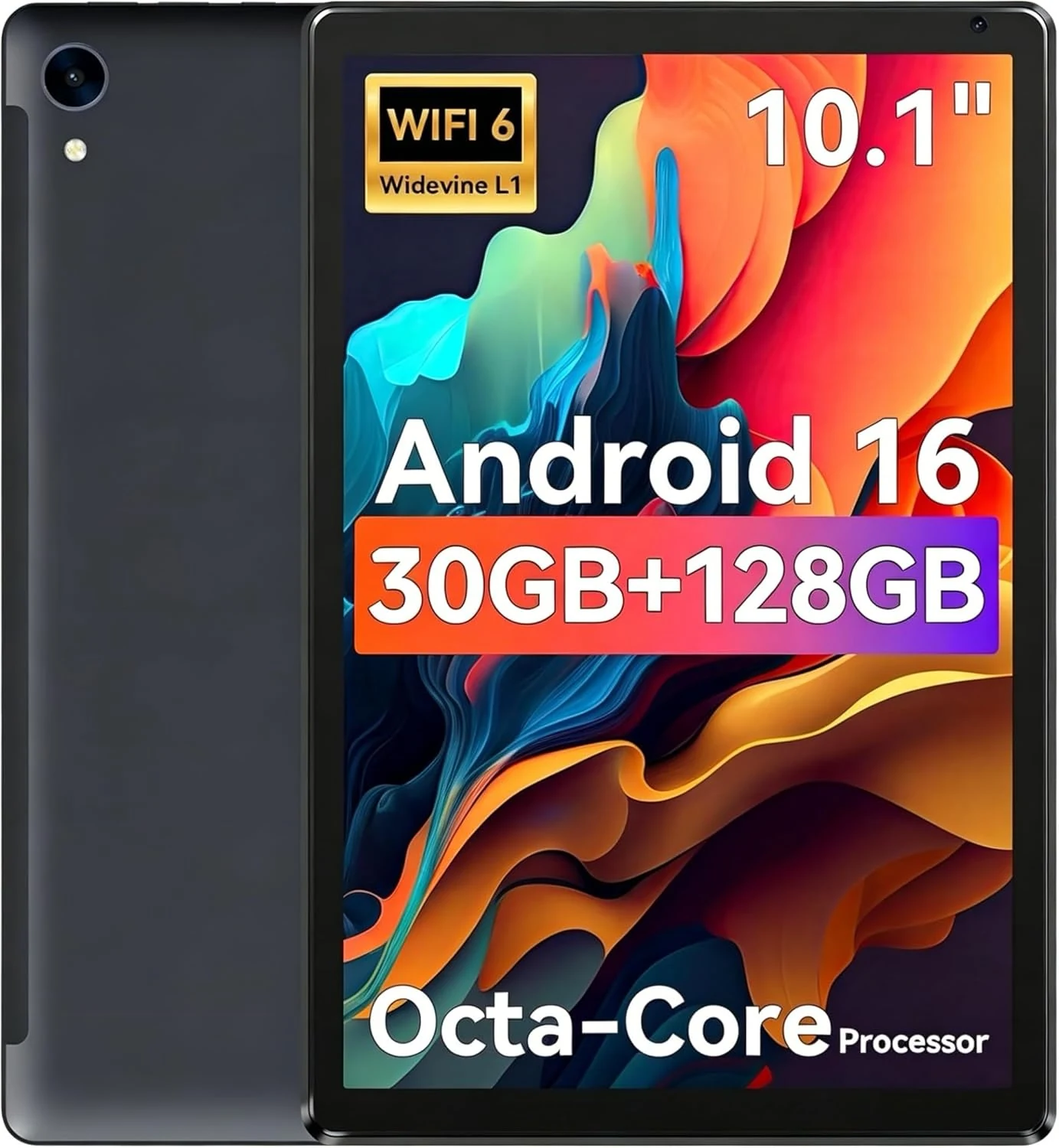 URAO Tablet,10.1" Android 15 Tablet with Octa-core Processor 24GB RAM 128GB ROM HD IPS Touchscreen 8H Battery, Wi‑Fi 6, BT 5.0, Dual Camera