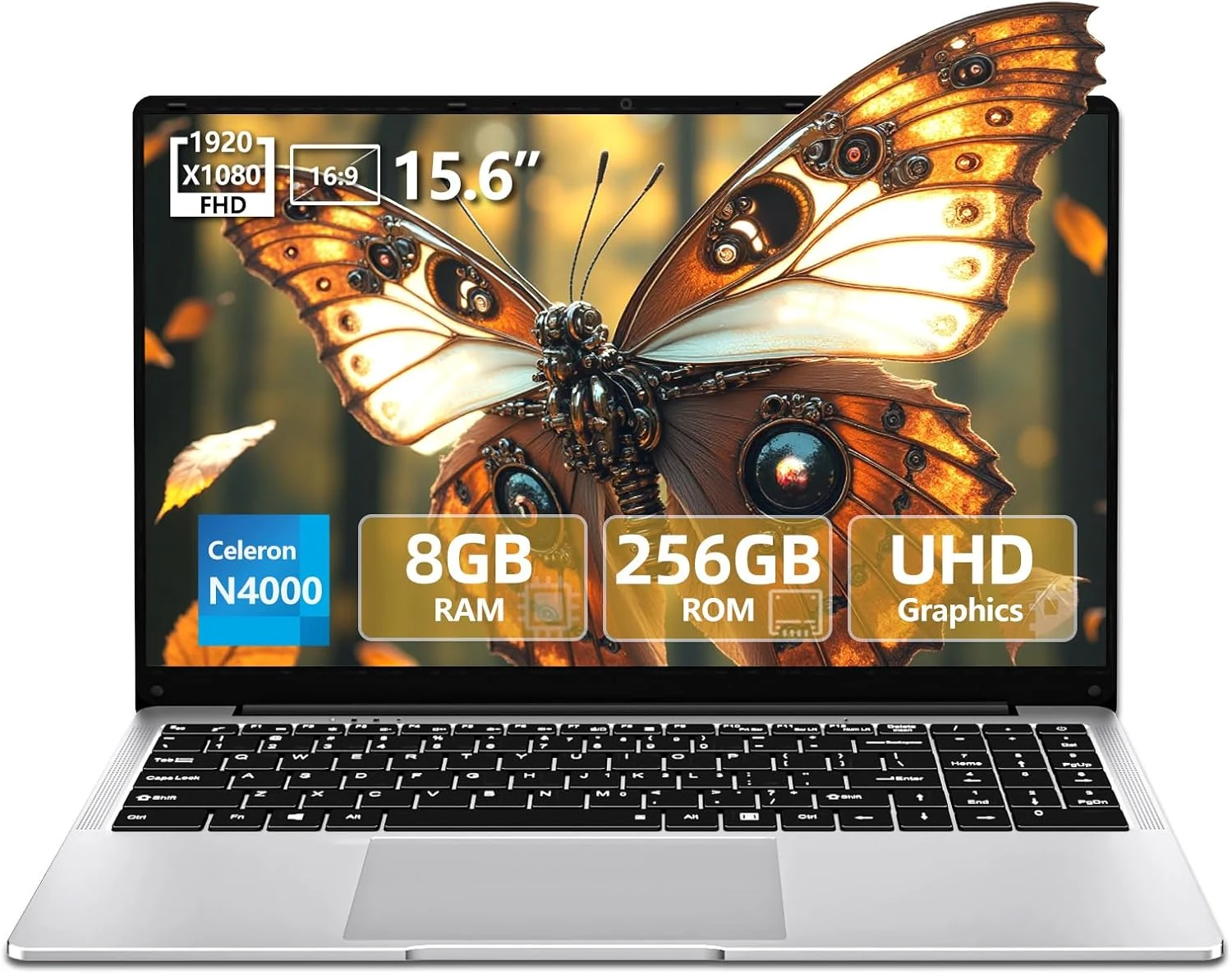 15.6 inch Laptop, Laptops with Celeron N4000, 2025 Gaming Laptop for 8GB LPDDR4 256GB SSD