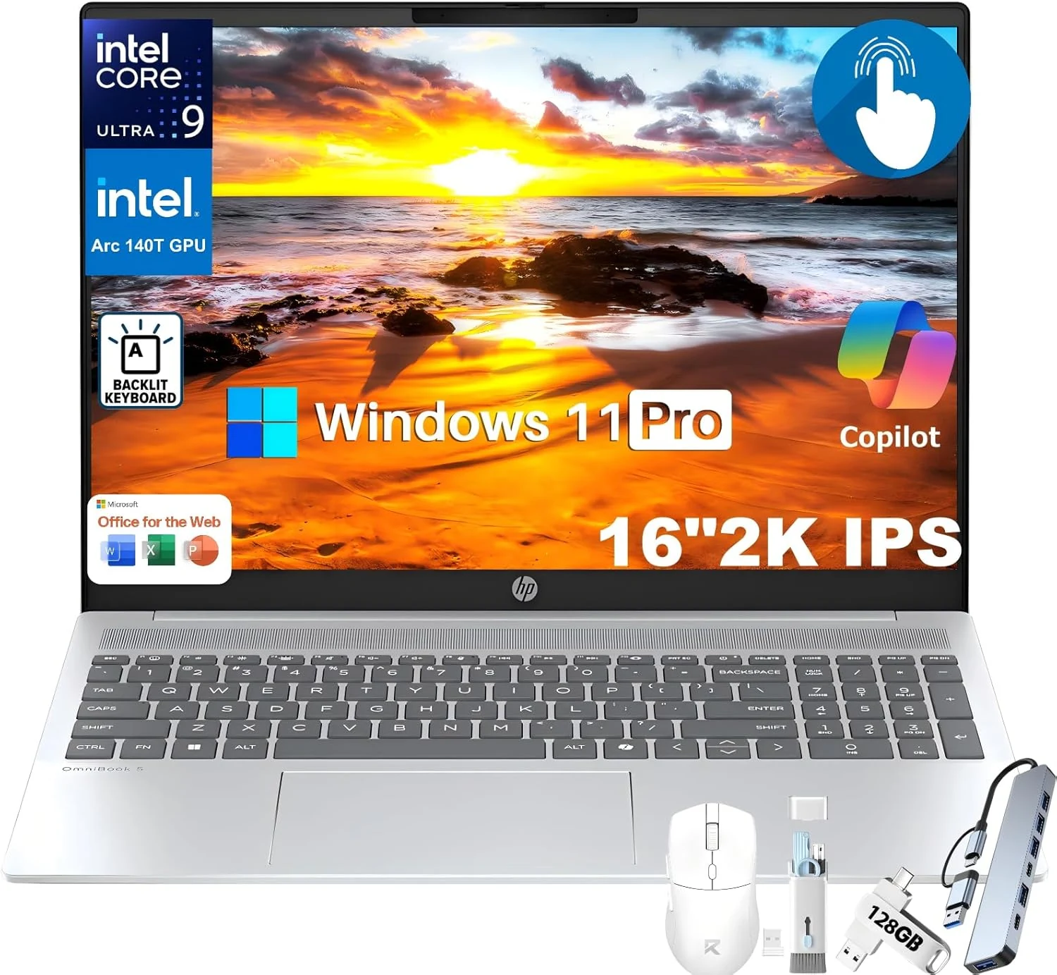 HP OmniBook 5 16" 2K Touchscreen Business Laptop