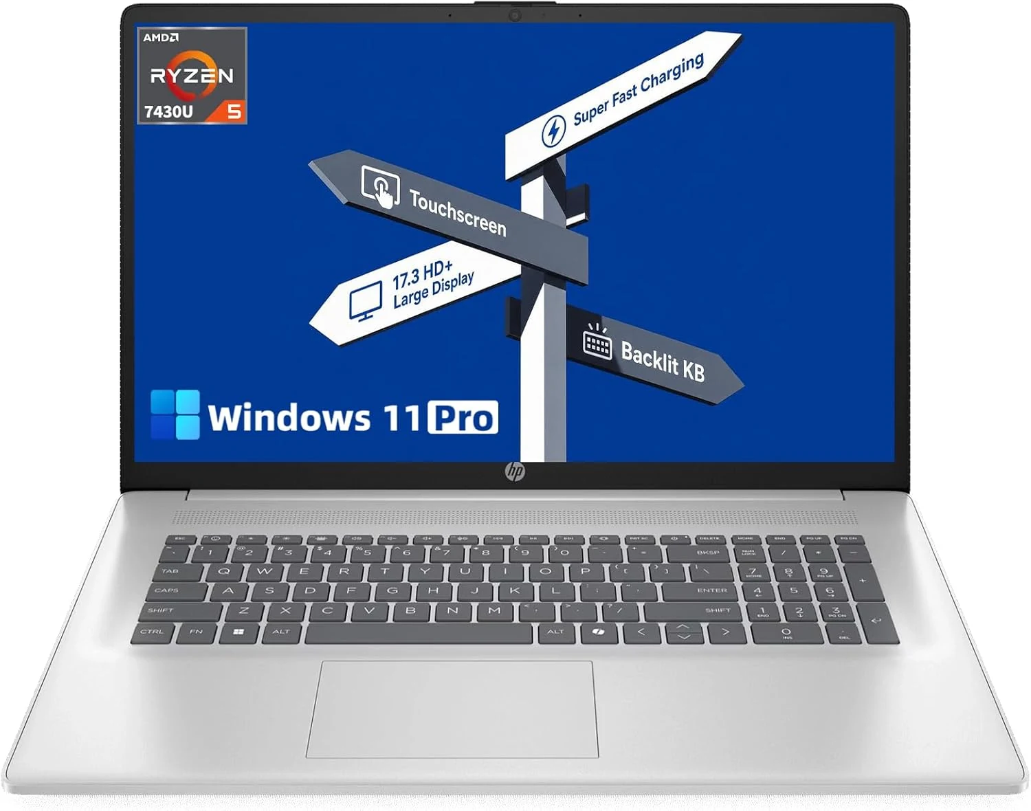 HP 17.3" Touchscreen Laptop Computer, AMD Ryzen 5 7430U 6-Core