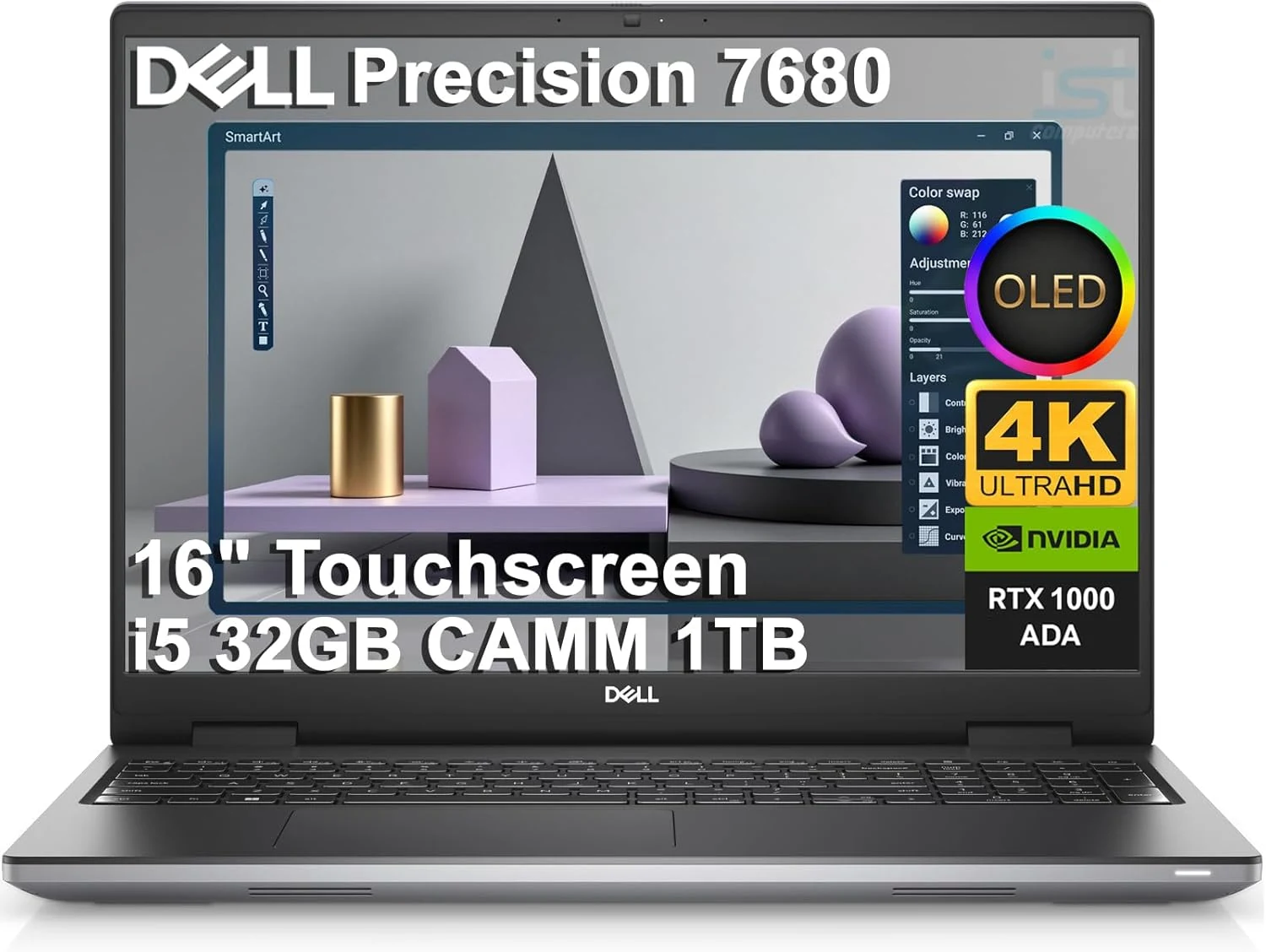 Dell Precision 7680 Mobile Workstation Laptop (16" OLED 4K UHD+ Touchscreen, NVIDIA RTX 1000 Ada 6GB, Intel 14-Core i5-13600HX, 32GB DDR5, 1TB SSD)