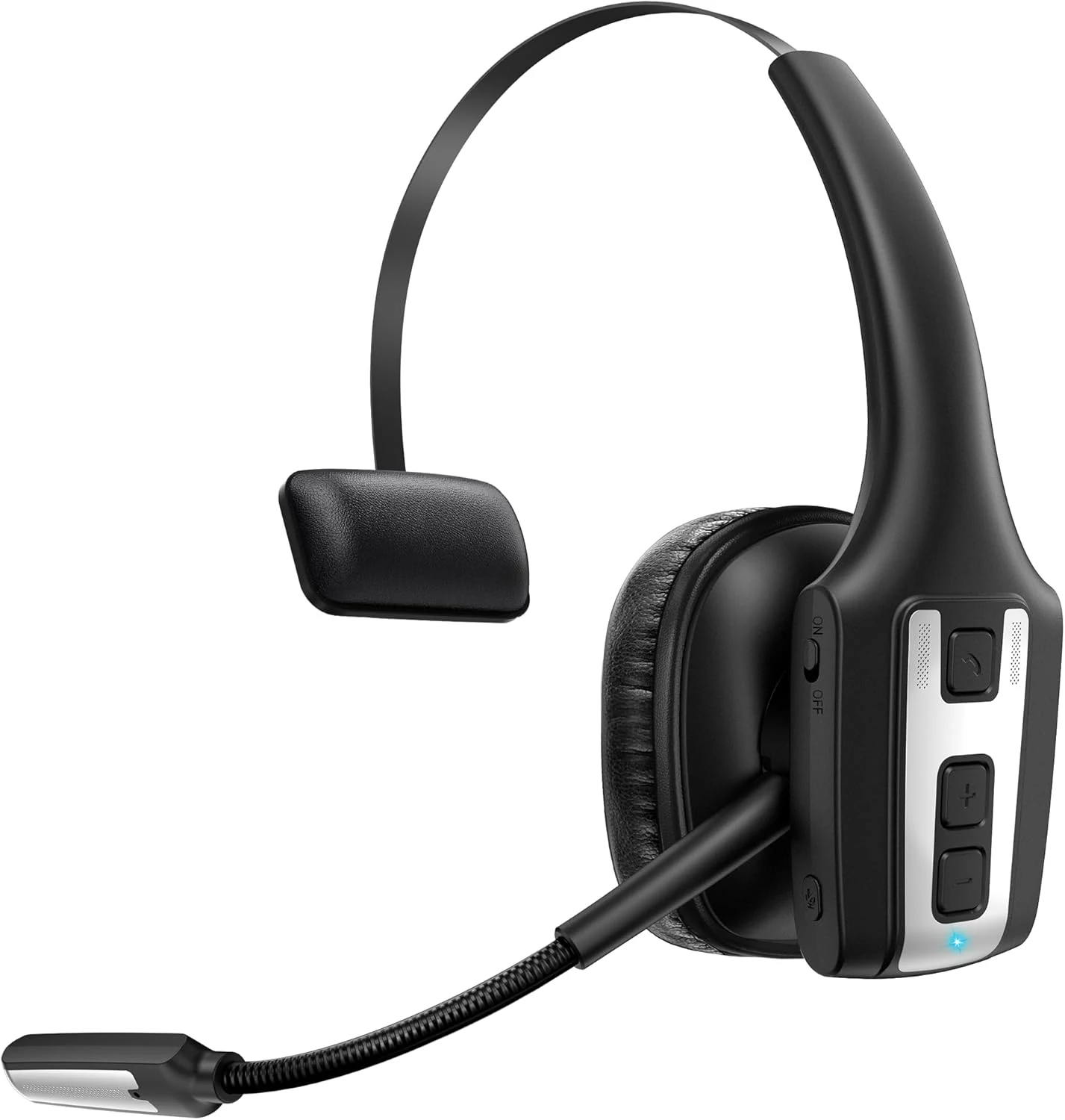 Trucker Bluetooth Headset, Wireless Headset with Mic for Work, Upgraded V5.3 Dual Noise Cancelling Microphones, Mute Button, Multipoint, 53H Battery