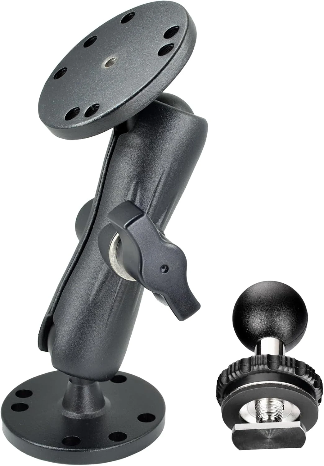 VAUBORTTI Aluminum Ball Mount for Garmin Striker 4,Double AMPS Round Plates,1" Ball Fit for RAM Kit