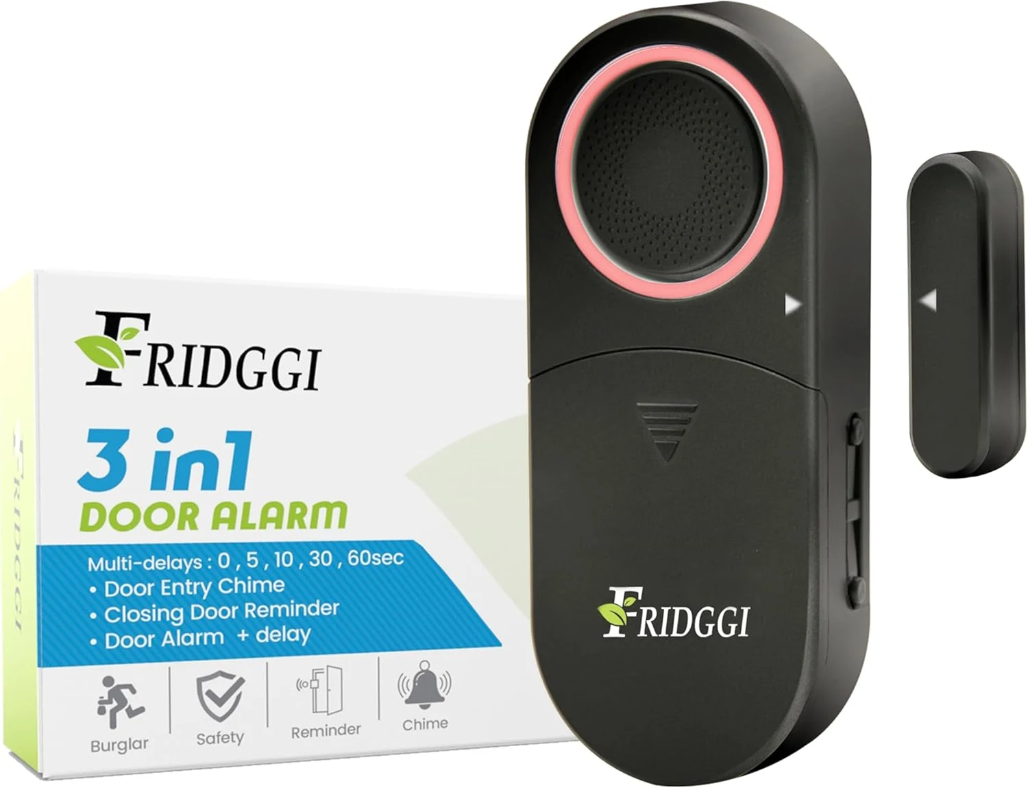 FRIDGGI 3-in-1 Alarm - Door Left Open Chime with Delay