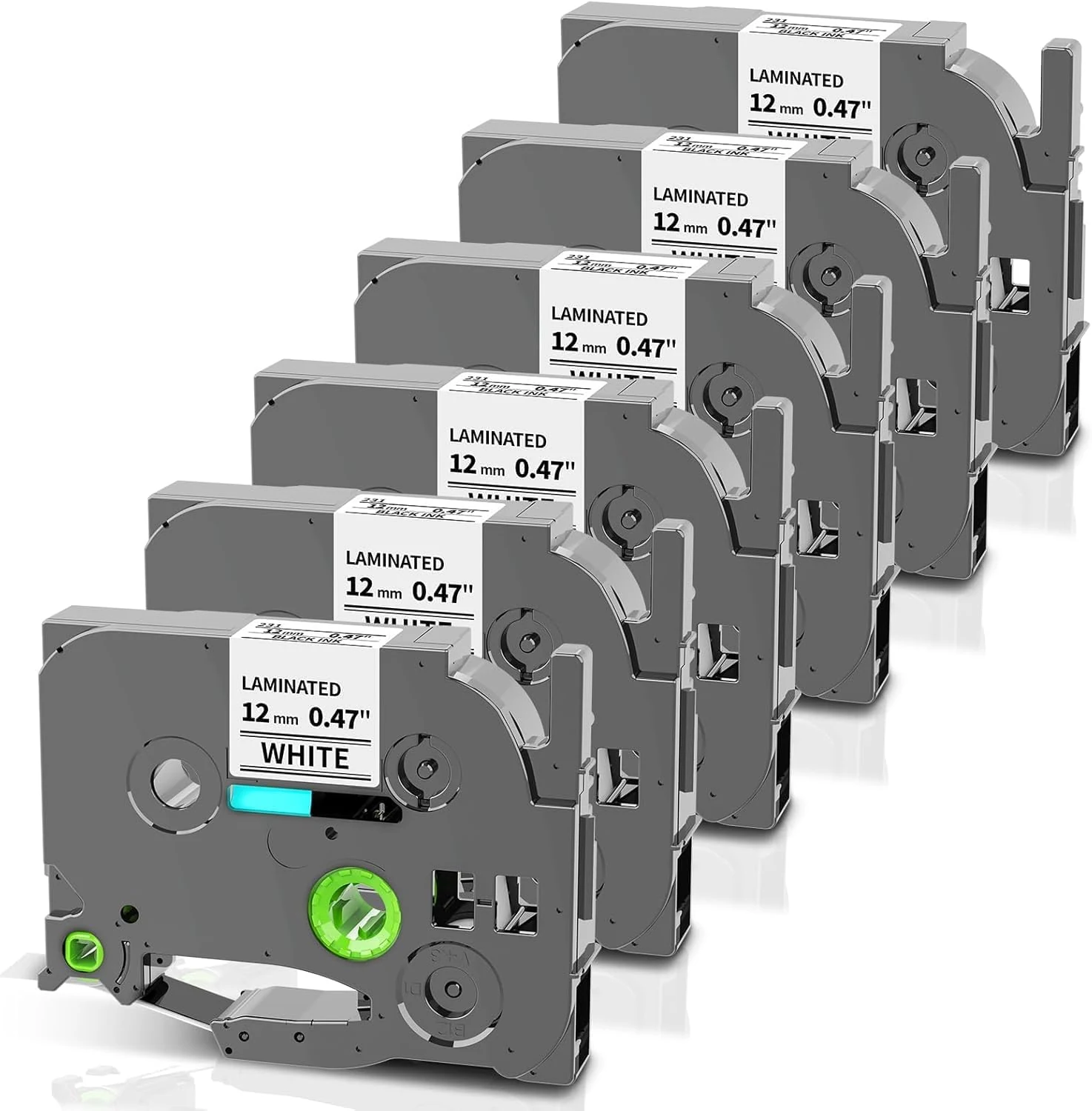 Label Maker Tape Replacement for Brother P Touch Label Tape 12mm 0.47 Laminated White TZe-231 (6-Pack)
