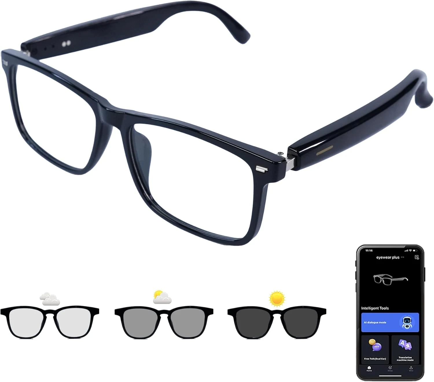 XOOMEER AI Smart Glasses, Anti Blue Light Bluetooth Translation Glasses (KL07)
