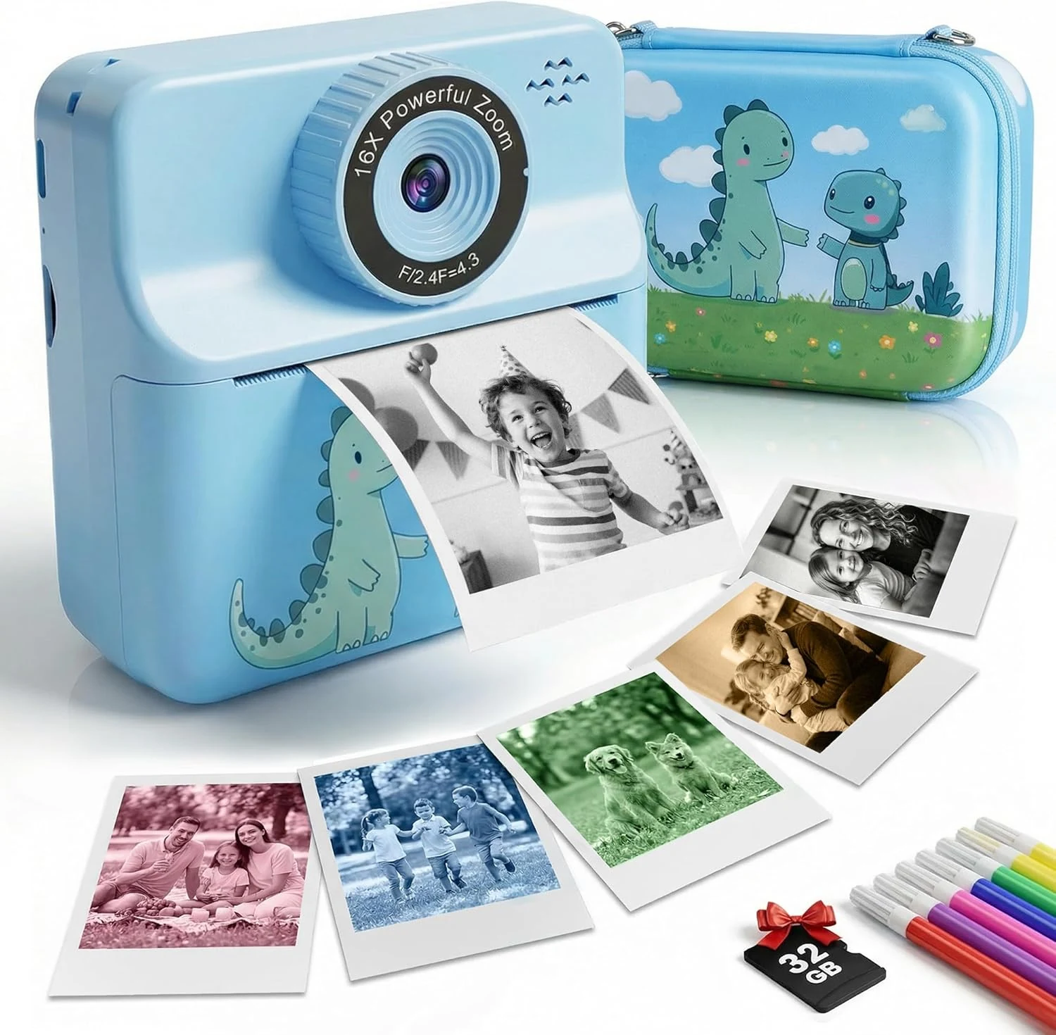 Beinhome Kids Camera Instant Print with Carrying Case, Digital Selfie Camera
