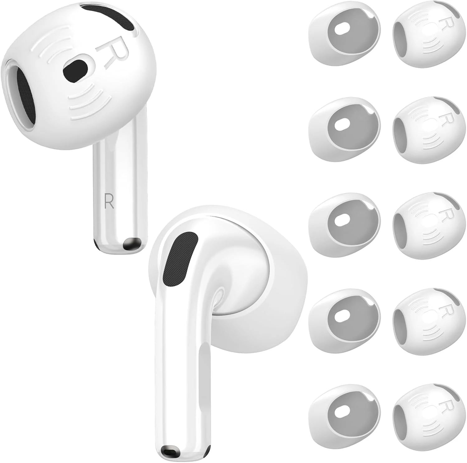 TUDIOW [5 Pairs] for AirPods 4 Ear Tips Covers Sport Anti Slip Silicone Eartip (White)