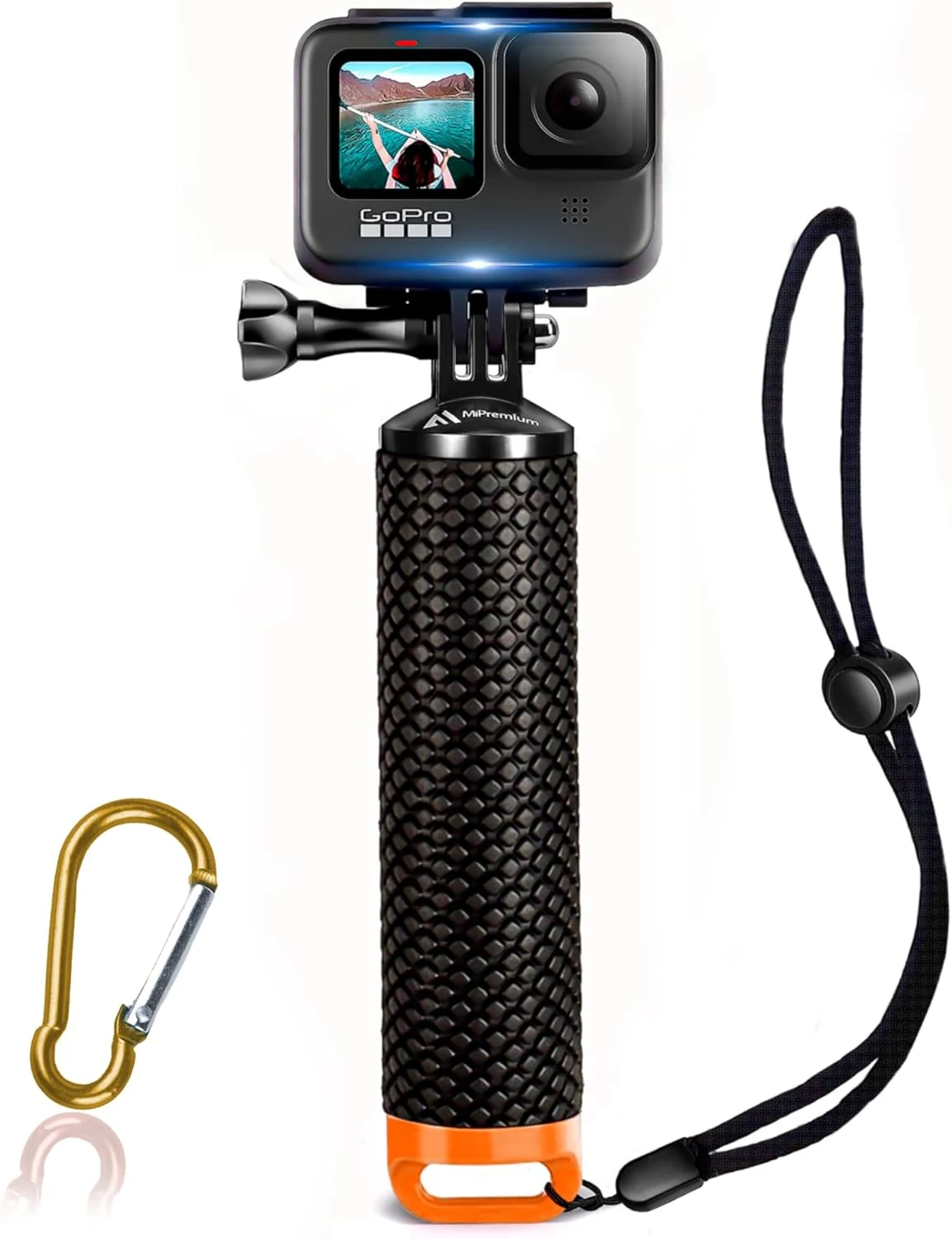 Floating Hand Grip Waterproof Monopod for GoPro Hero 13 12 11 10 9 8 7 6 5 4 3+ Session Black Silver Action Camera Handler & Handle Mount Accessories (Orange)