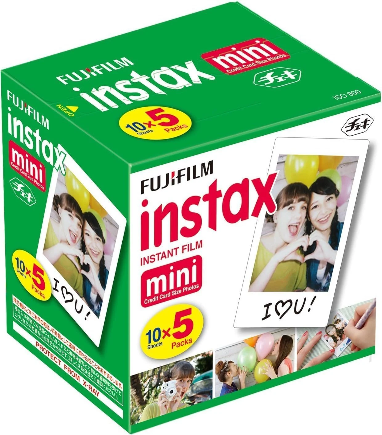 Fujifilm Mini Instant Film, 10 Sheets×5 Pack (Total 50 Shoots)