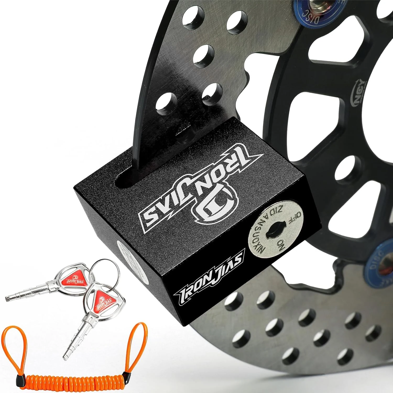 IRON JIA'S Motorcycle Disc Lock Anti-Theft Wheel Brake Lock Waterproof Alloy with Reminder Cable and 2 Keys