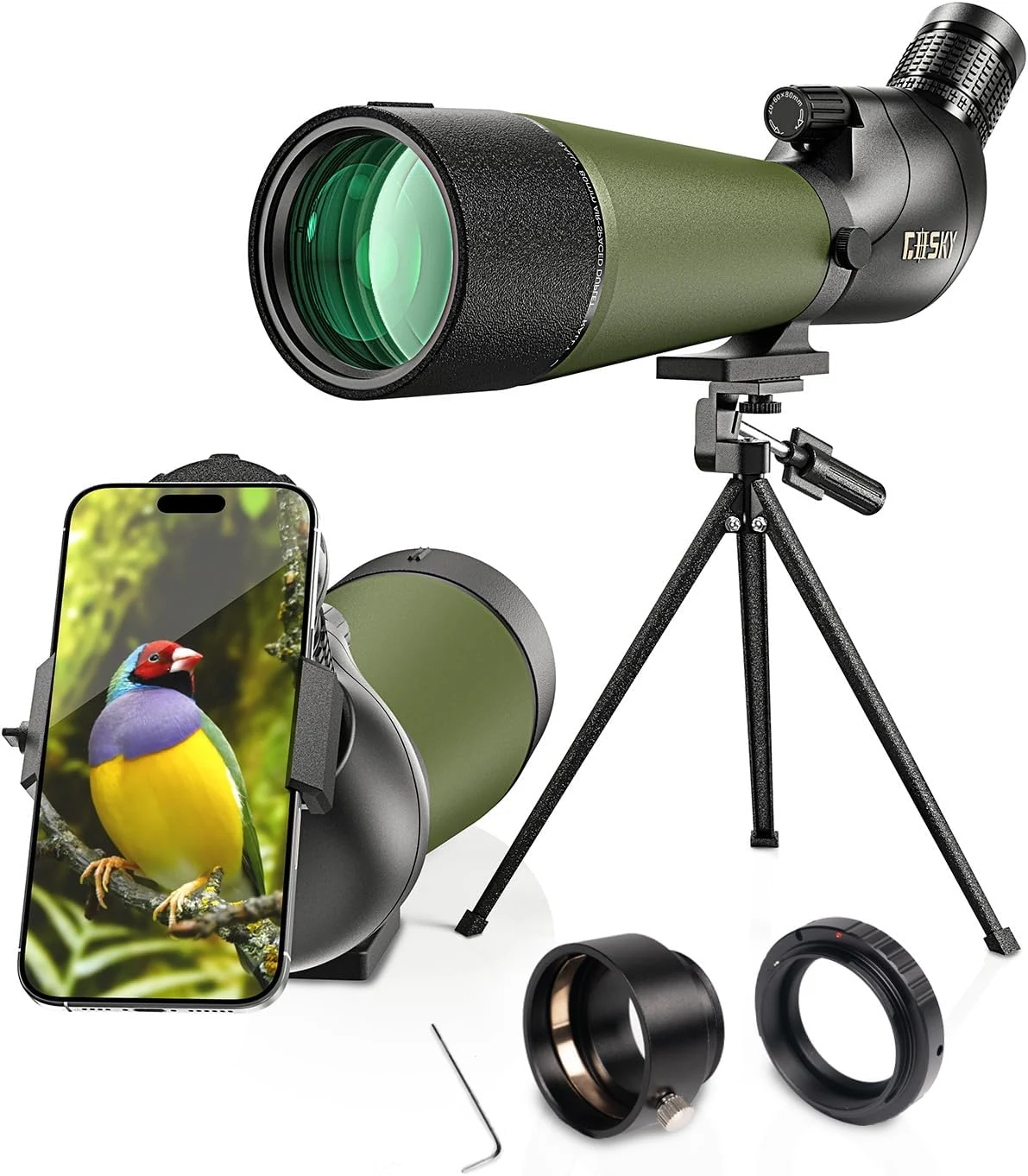 Gosky Updated 20-60x80 Spotting Scope with Tripod, Carrying Bag