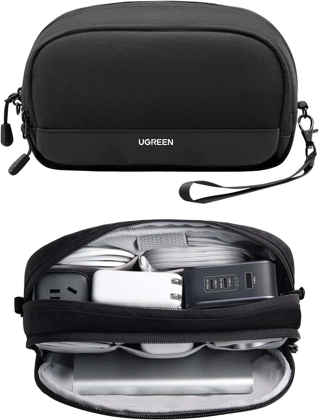 UGREEN Electronics Organizer Travel Case Bag Multifunctional Organizer Carrying Case for Cables, Cord, SD Card, Earbuds, Charger, USB Adapter, Electronic Accessories (Medium)