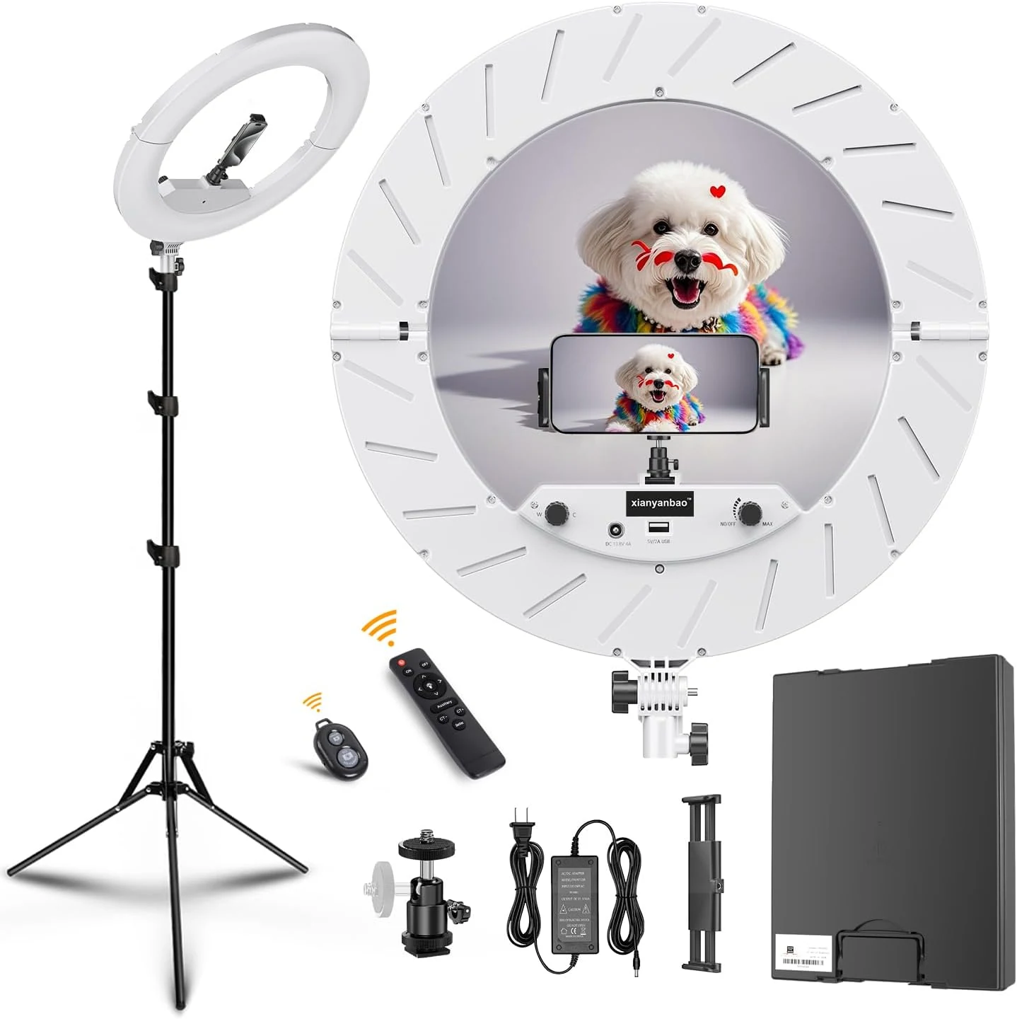 18 Inch Ring Light Kit, 55W Dimmable LED Light, Tripod Stand, Remote Controller,Box, CRI95 (White)