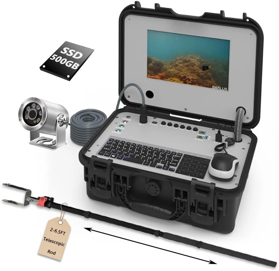 Barlus Underwater Video Camera Kit 2MP Waterproof Camera with 10'' IPC Display portable PC control system