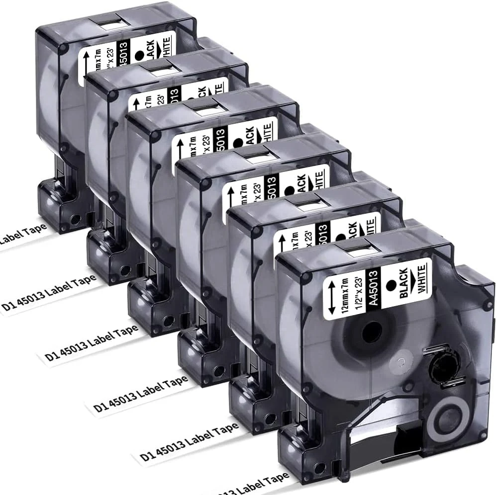 Freshworld 6X Compatible for DYMO Label Maker Refills D1 1/2 in 23 Ft White