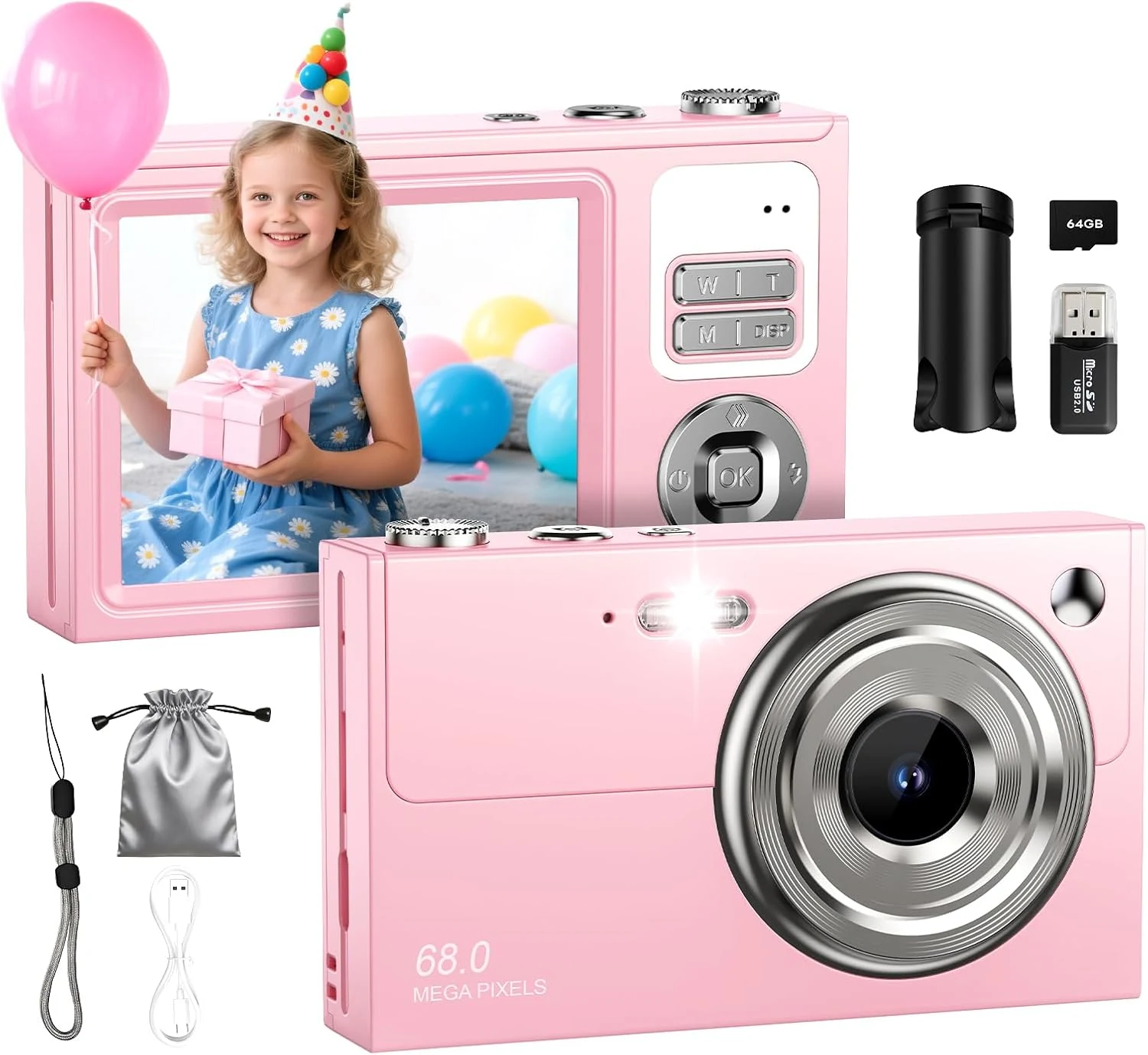 ocxu Digital Camera for Kids & Beginners (4K, 64GB, 16X Zoom)