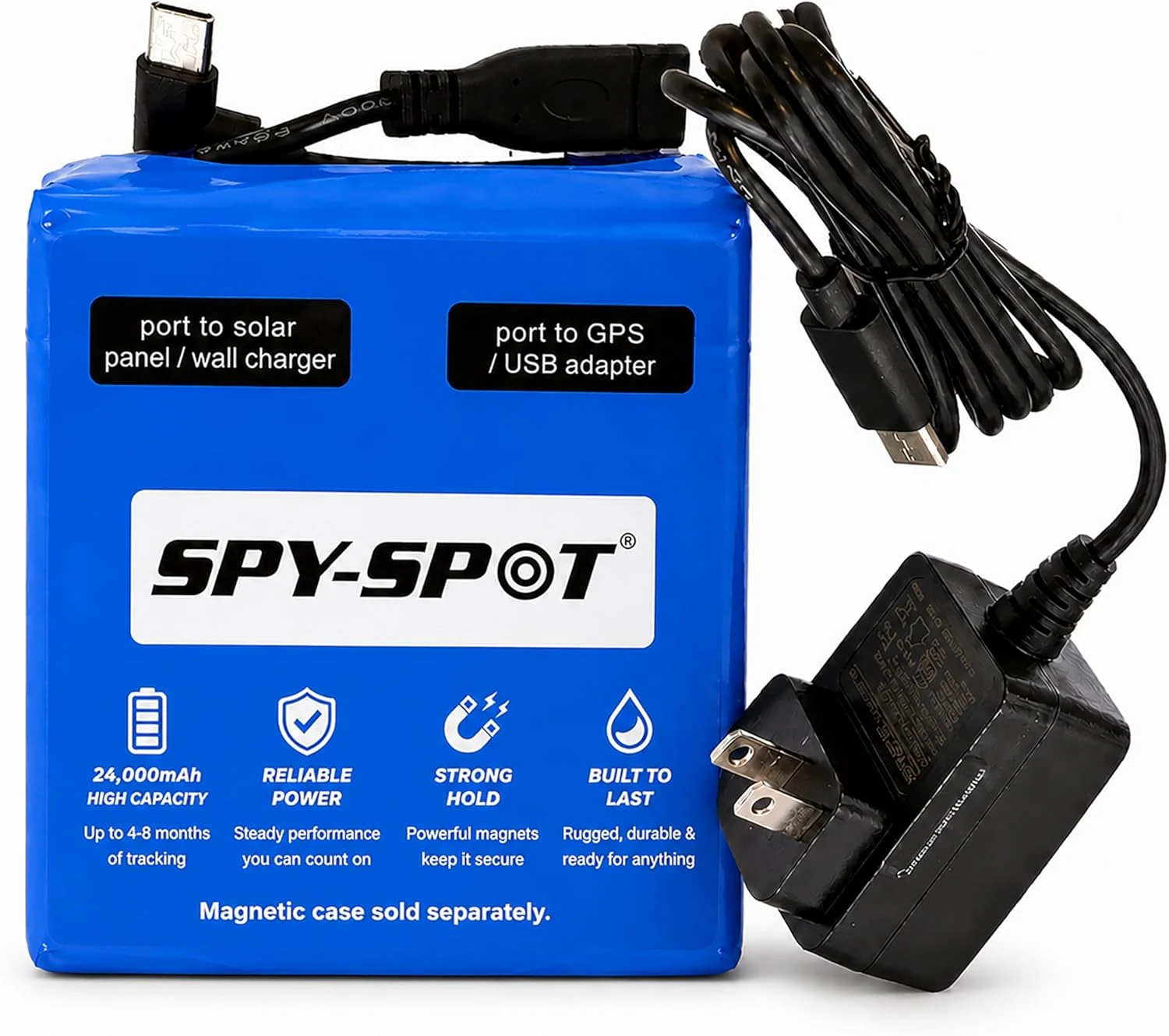 Spy Spot Extended Slim Battery for GPS Trackers, 24000mAh Rechargeable Battery Pack with Wall Charger