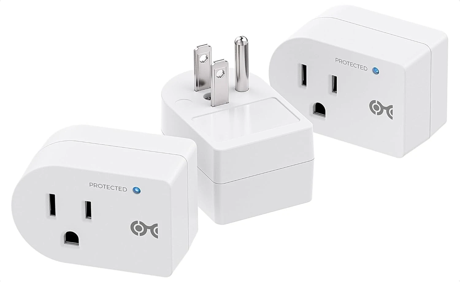 [ETL Listed] Cable Matters 3-Pack Non-Blocking 490 Joules Single Outlet Surge Protector, 15A / 1875W, Wall Surge Protector Outlet, White