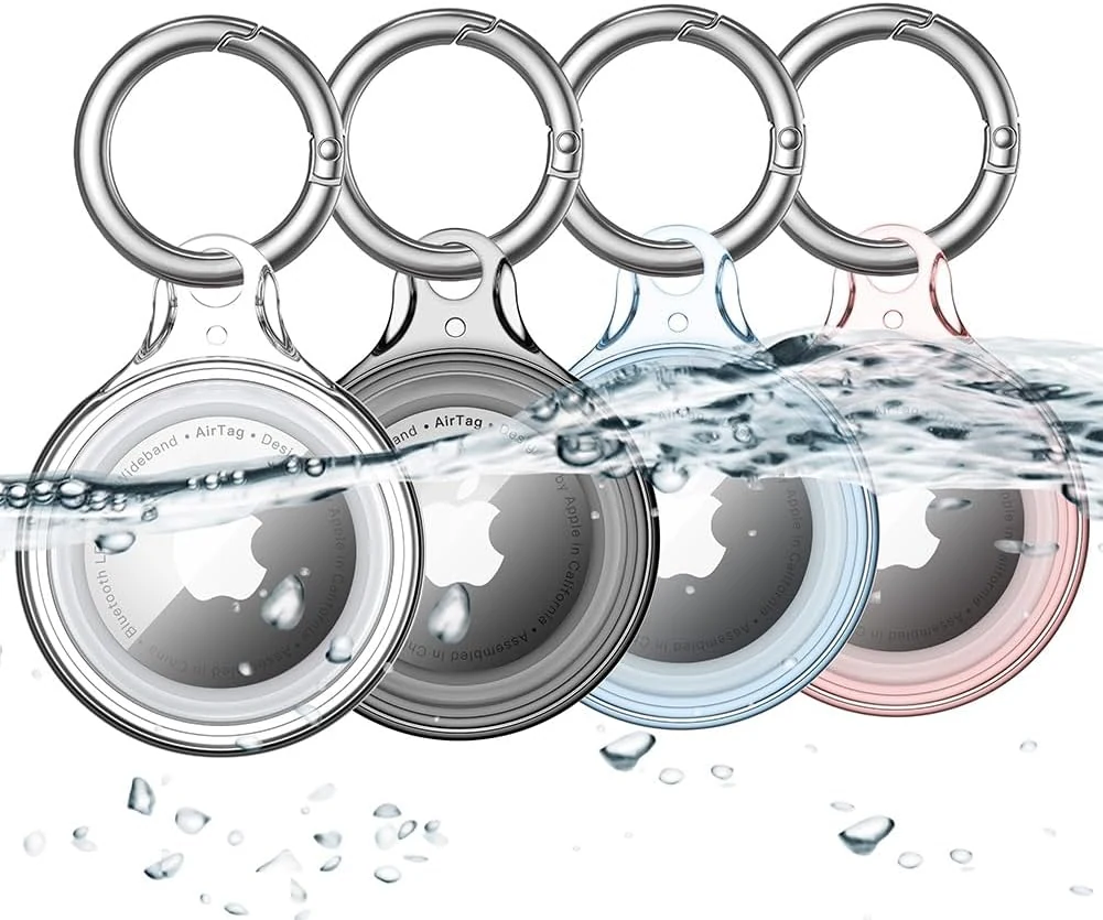 COOLQO 4 Pack Airtag Holder IPX8 Waterproof for Apple Air Tags with Keychain