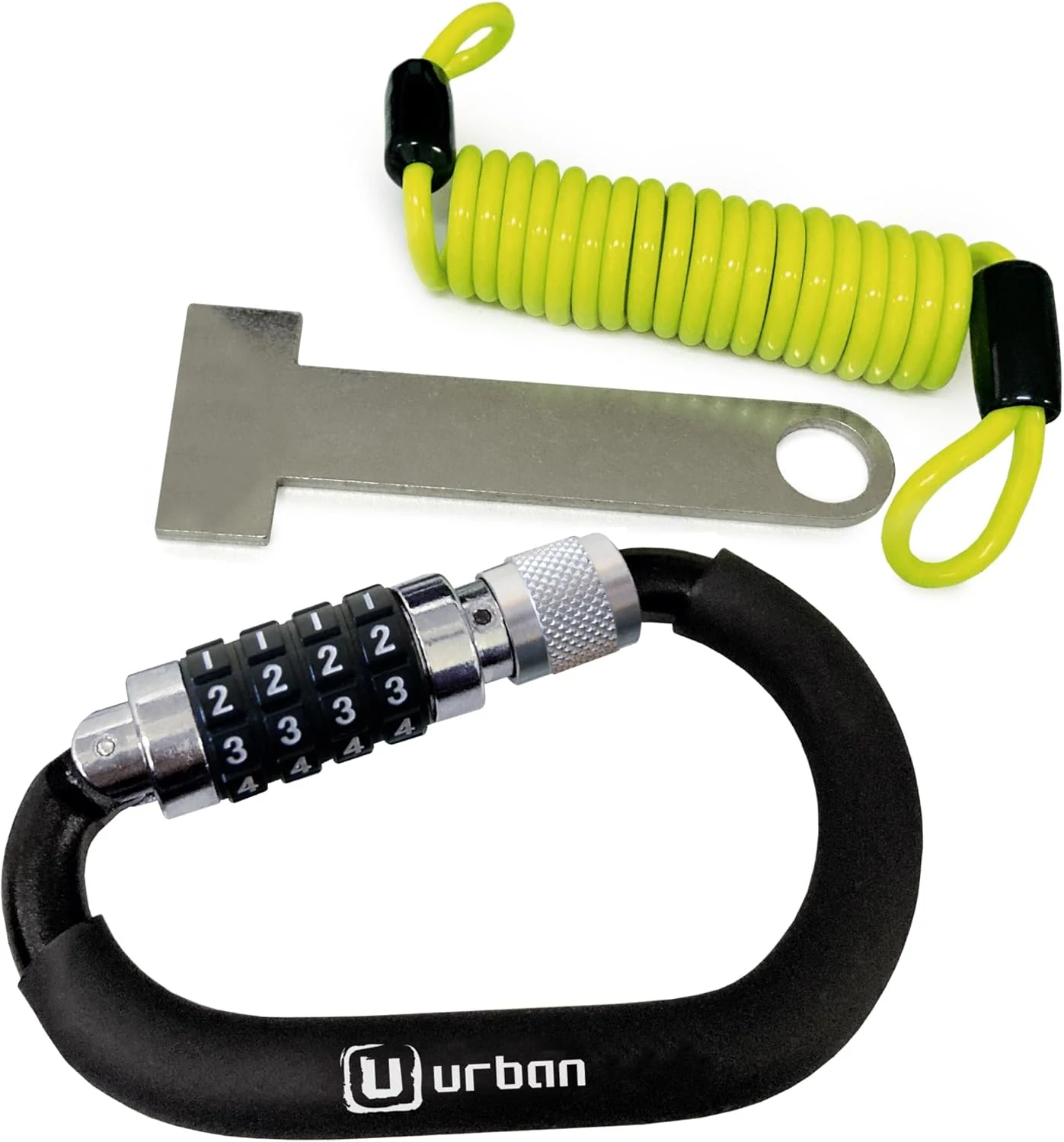 Urban UR140 Motorcycle Helmet Lock, Carabiner with Safer 4 Digit Code