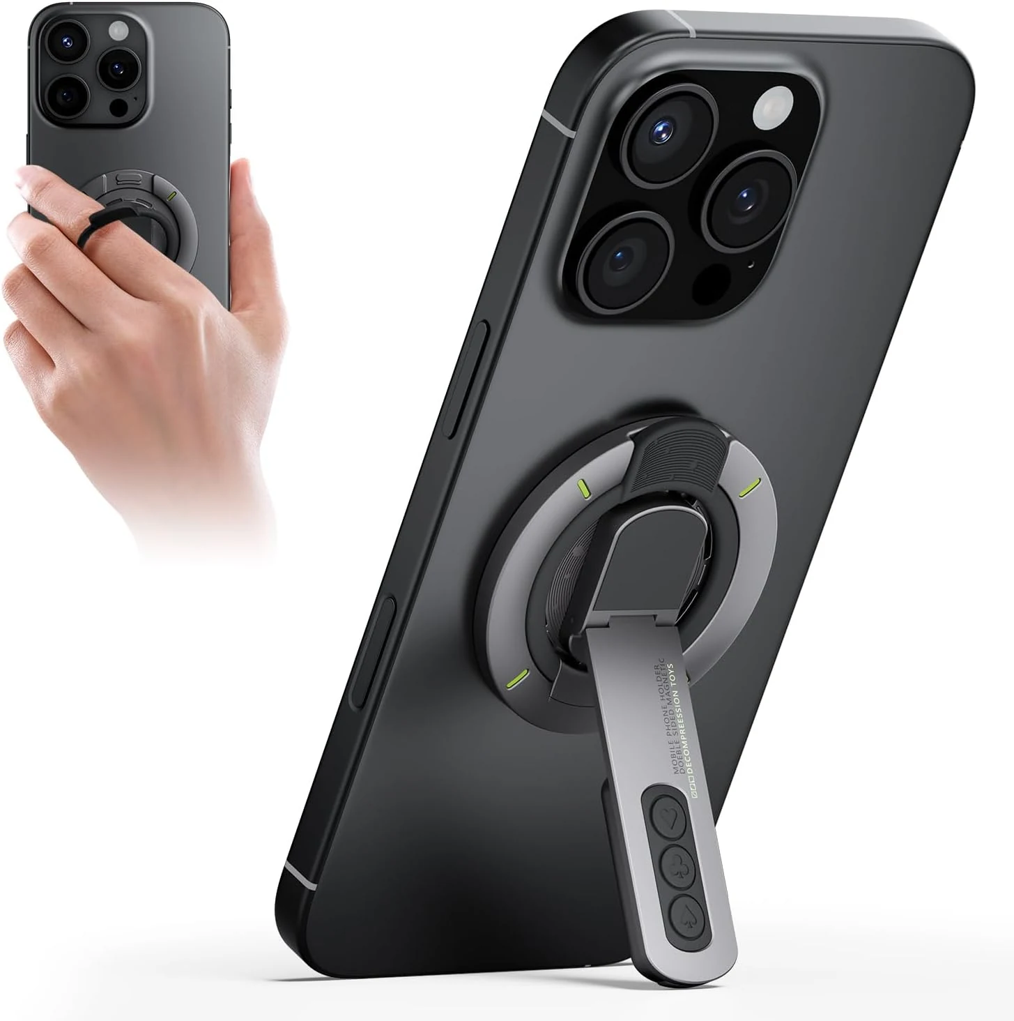 TODI for MagSafe Phone Grip Stand, 3-in-1 Magnetic Finger Ring Holder